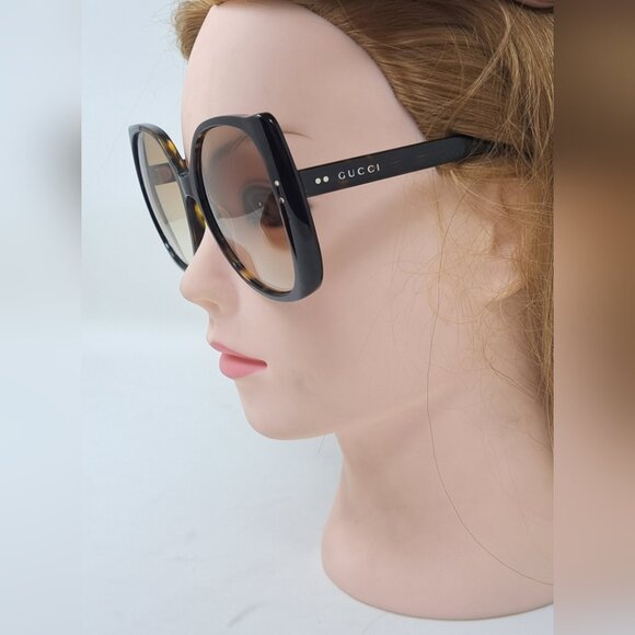 Gucci Nero Sunglasses Oversized Square Frame Havana Brown GG0472SA 002 56-17-145 - Picture 6 of 16